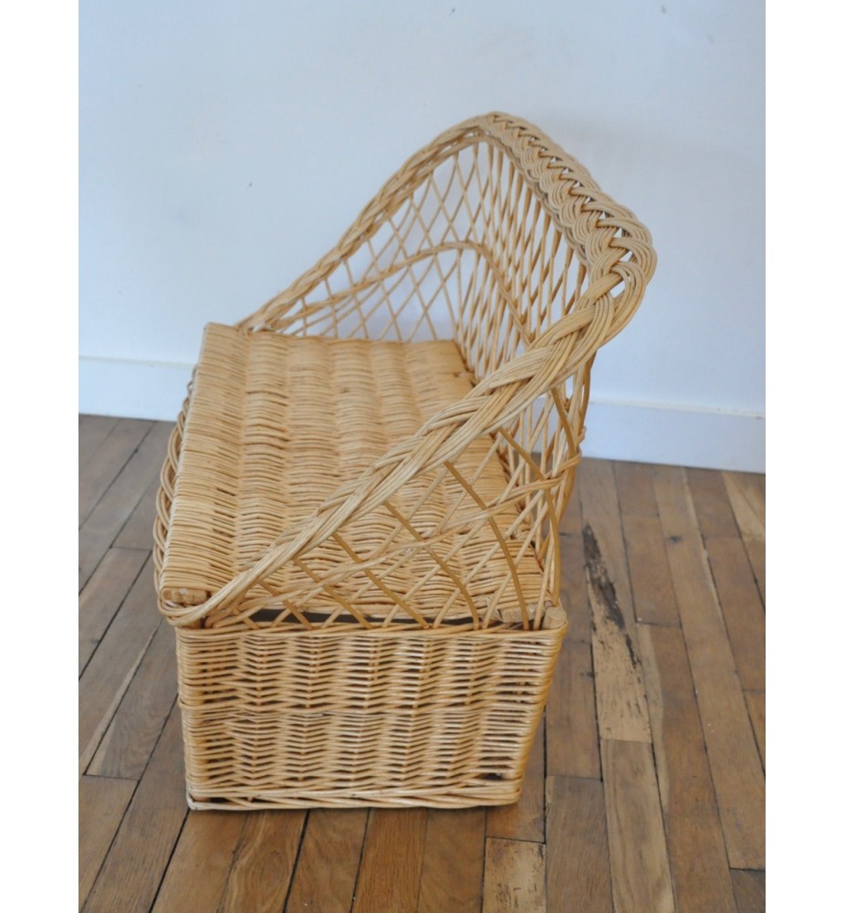 Coffre à Jouets En Rotin Artificiel - Banc Rangement 110 Cm - Couvercle Sécurisé - Organisateur Enfant Salon - 6