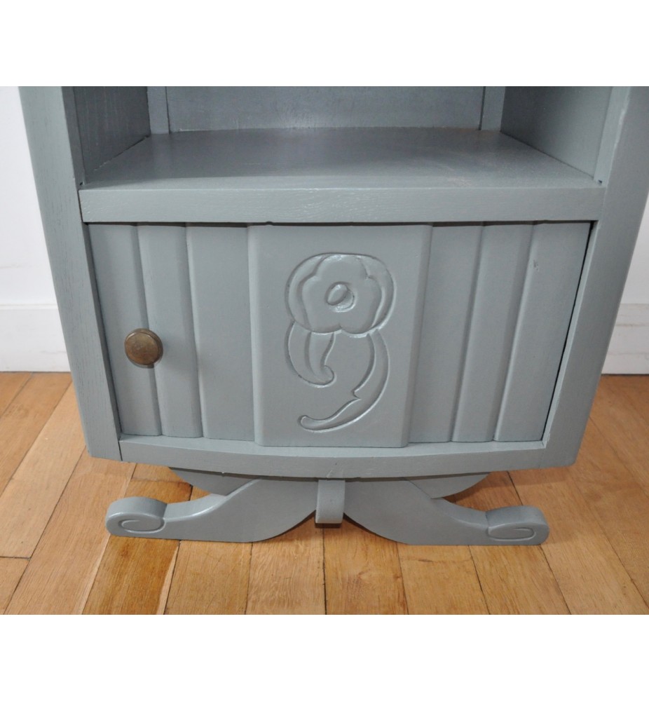 Petit Meuble D'appoint Art Déco En Bois Massif - Début XXe Siècle - Hauteur 68 Cm, Avec étagères