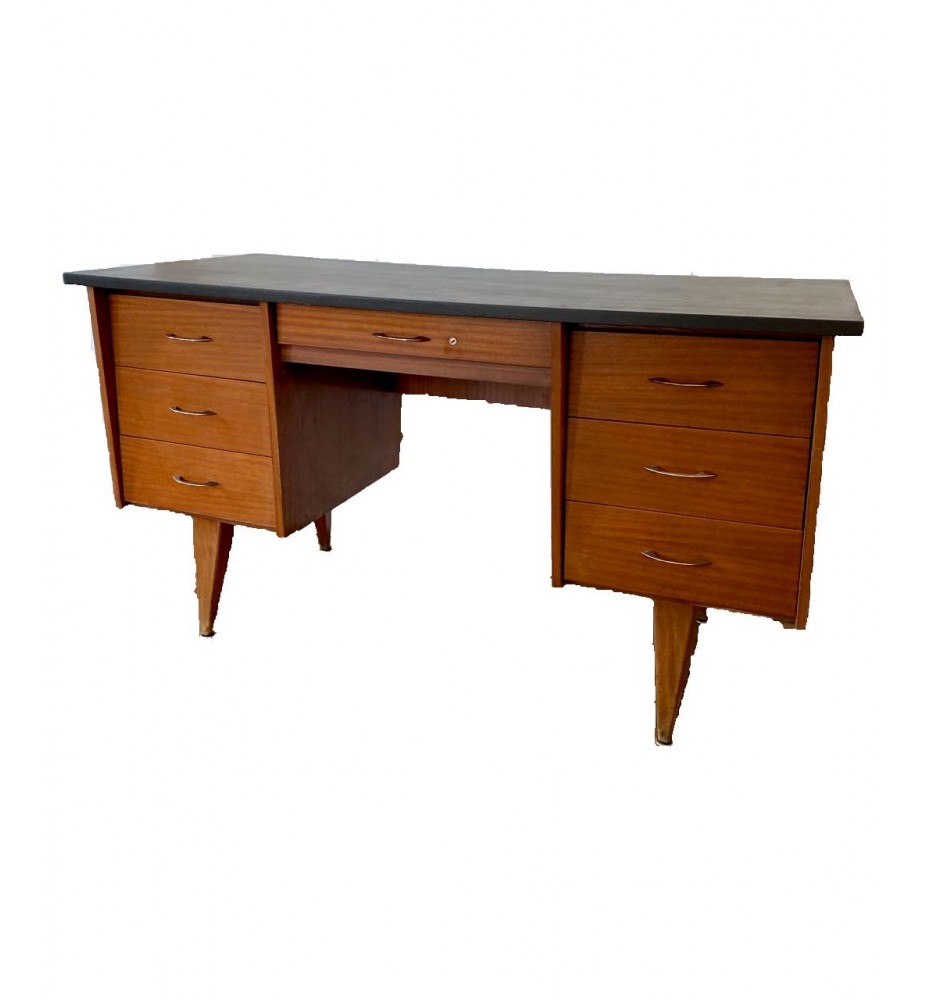 Bureau d'enfant ancien bois pieds compas vintage xxeme