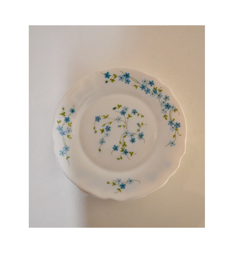 Lot De 12 Assiettes à Dessert Vintage Arcopal – Motif Myosotis Veronica – Fabriquées En France